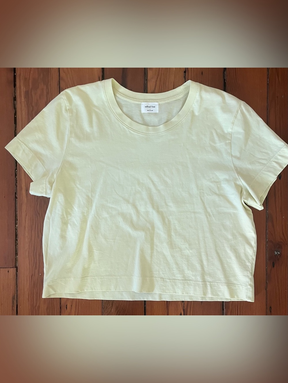 Aritzia Wilfred Free Cropped Cotton Crew Neck Tee Butter Yellow L
